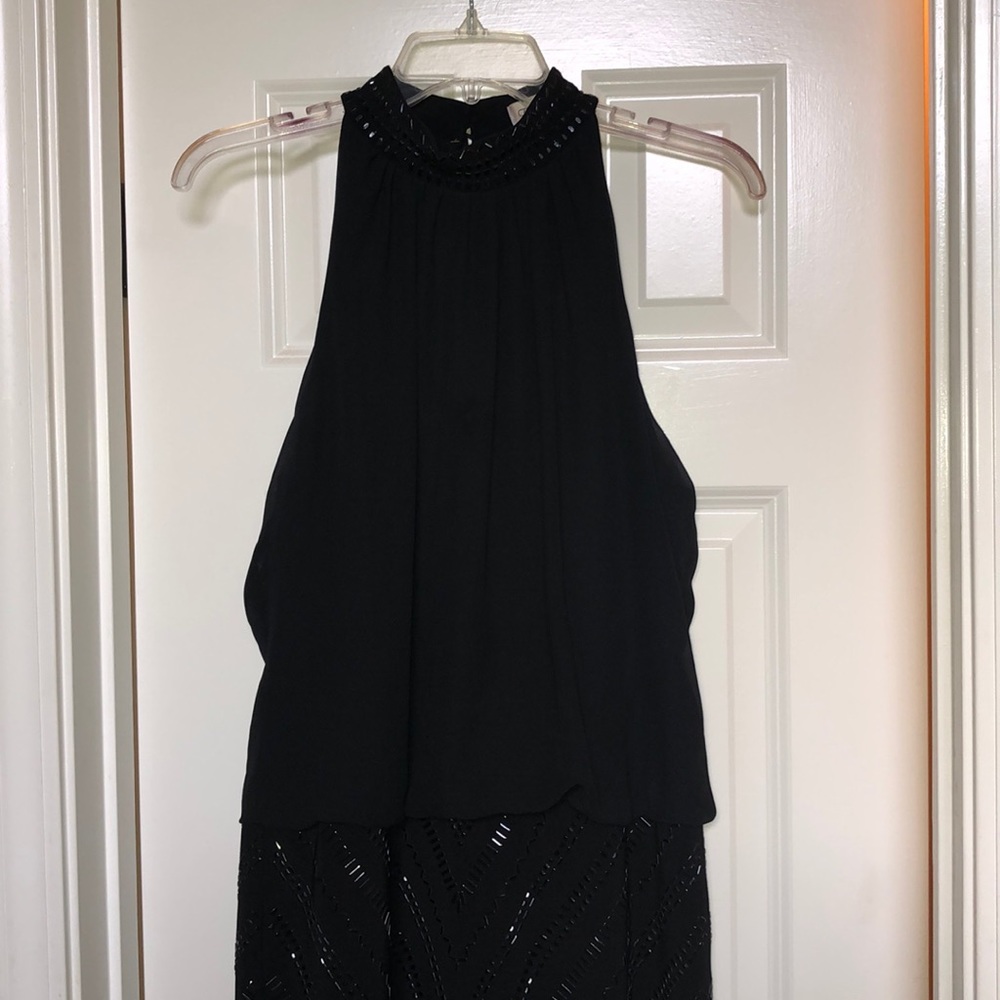 Jeweled Black Halter Pencil Dress